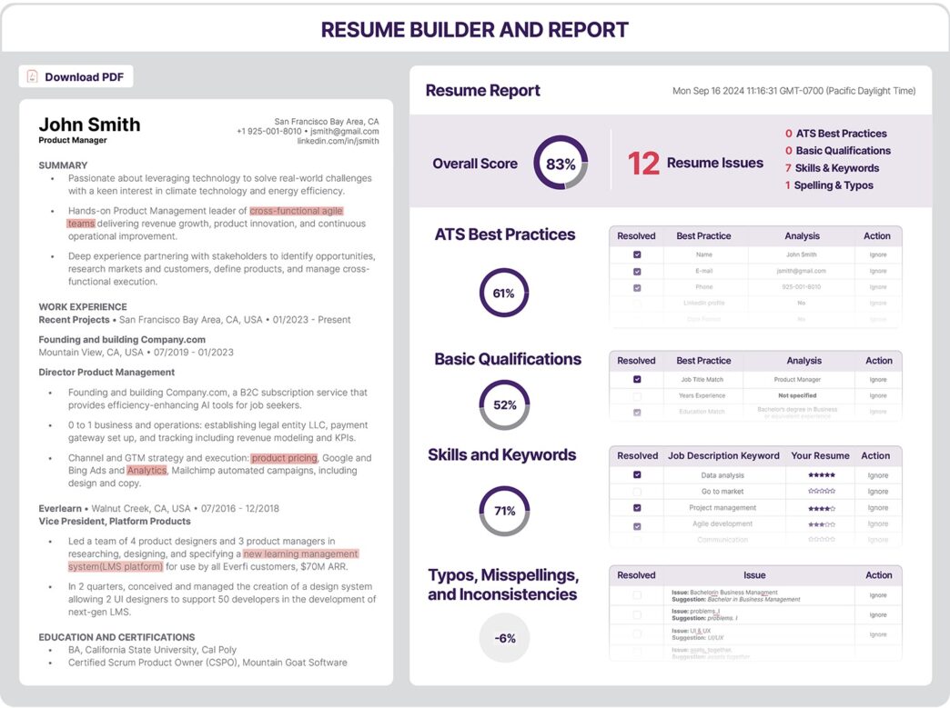 online resume score tool