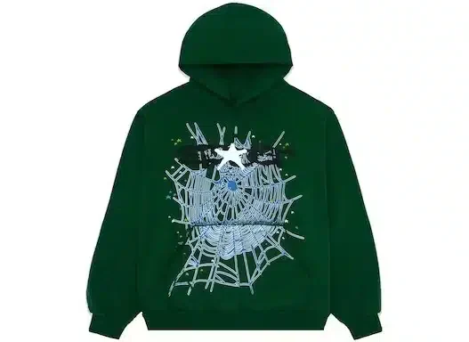 Hunter Green Sp5der Web Hoodie