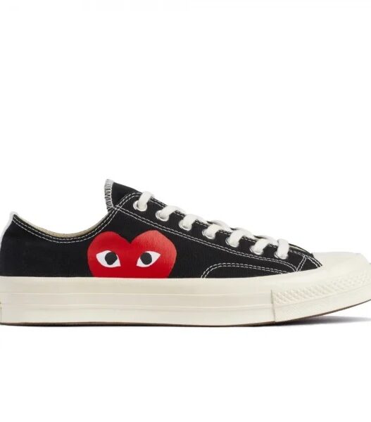 CDG CONVERSE BIG HEART LOW TOP BLACK