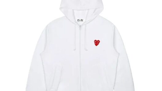 CDG Hoodie Zip Up – White