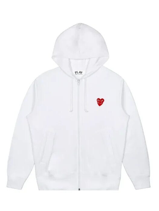 CDG Hoodie Zip Up – White